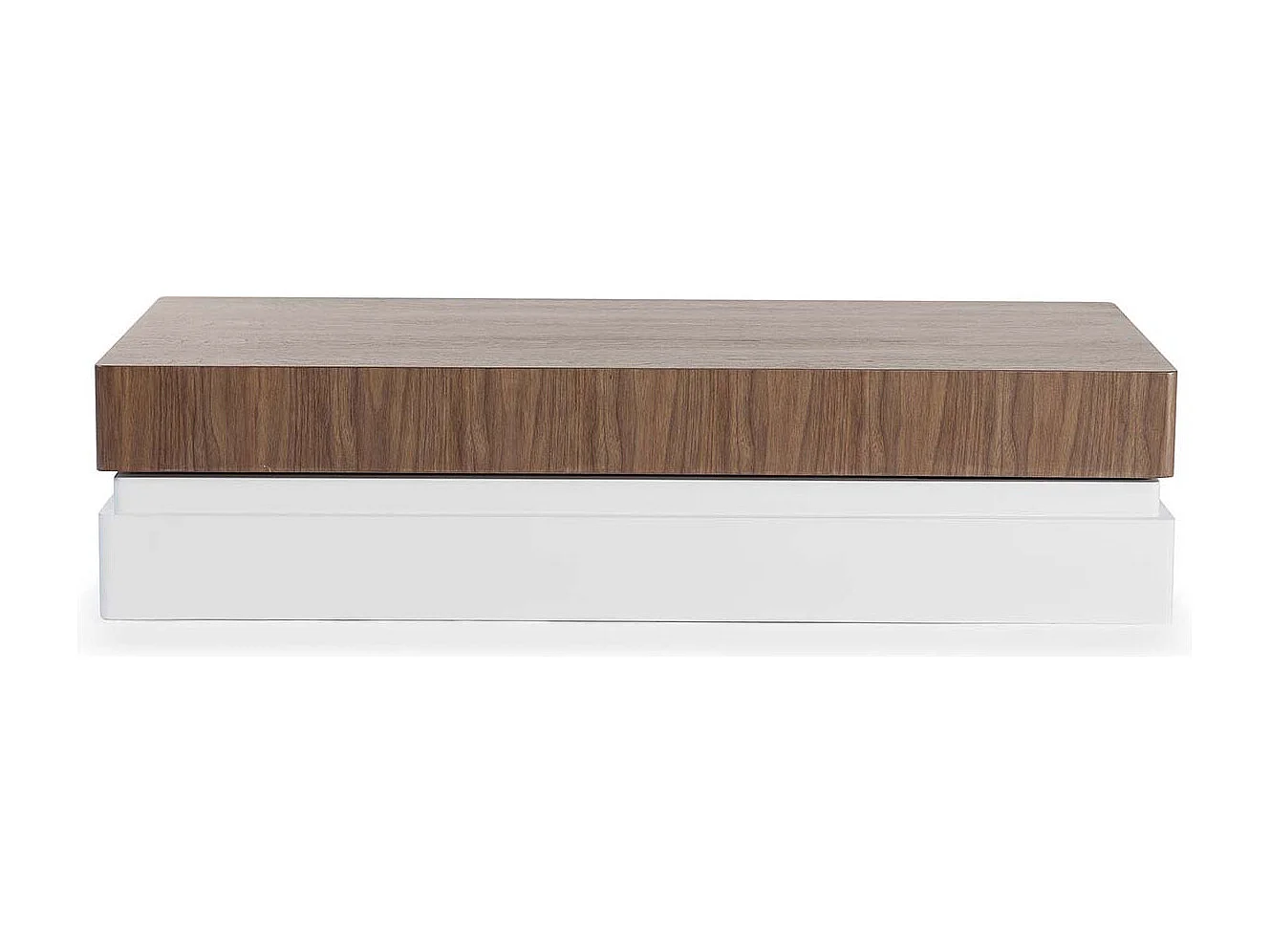 Table basse bois/laqué SIDONY - Noyer/Blanc - Bois foncé