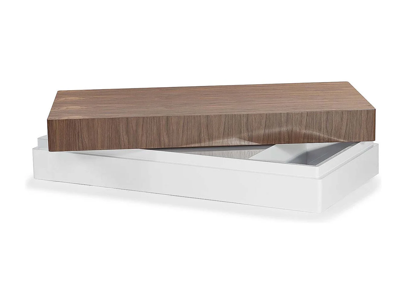 Table basse bois/laqué SIDONY - Noyer/Blanc - Bois foncé