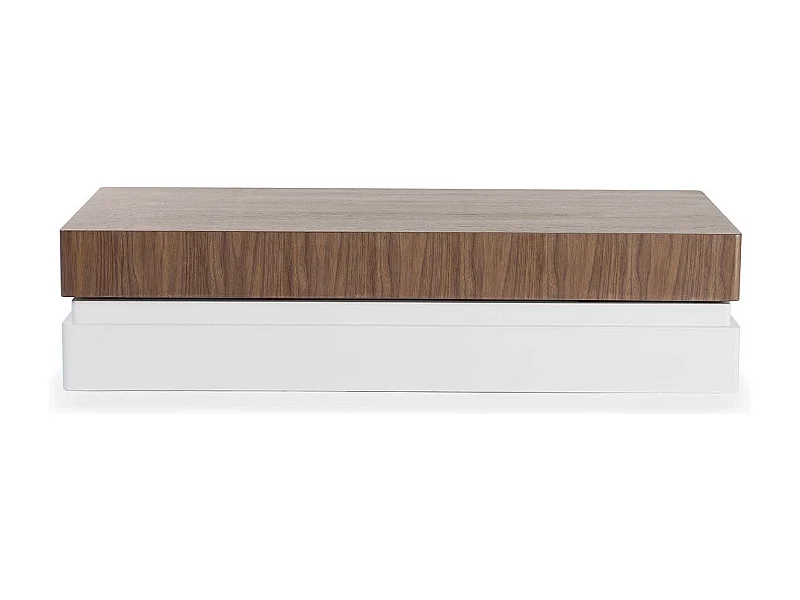 Table basse bois/laqué SIDONY - Noyer/Blanc - Bois foncé