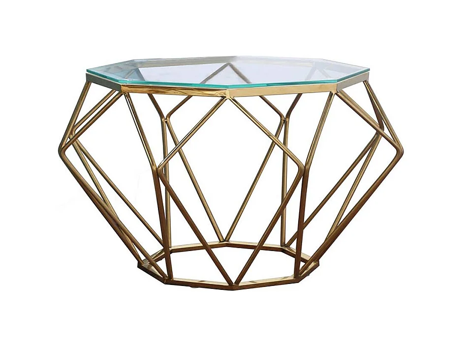 Table basse verre SILLA - Transparent - Doré