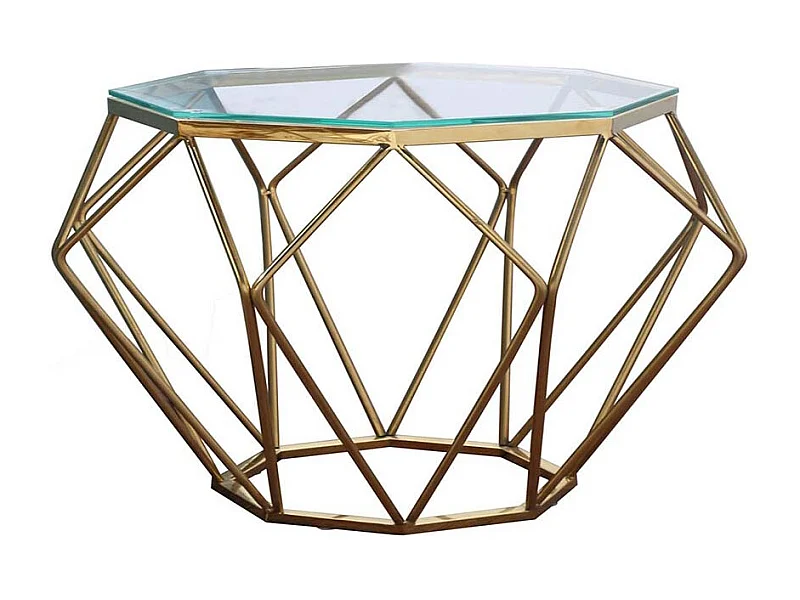 Table basse verre SILLA - Transparent - Doré