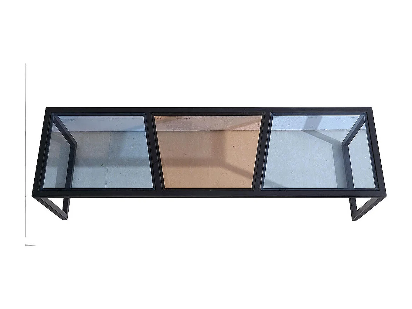 Meuble TV verre ESPRIT - Marron / Bleu Noir