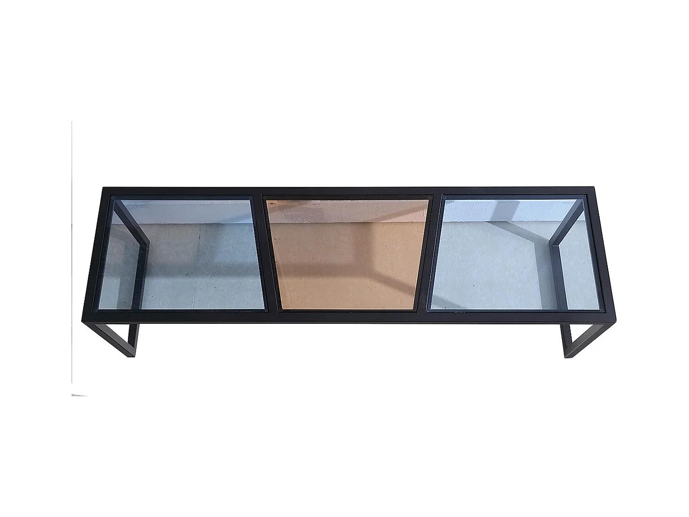 Meuble TV verre ESPRIT - Marron / Bleu Noir