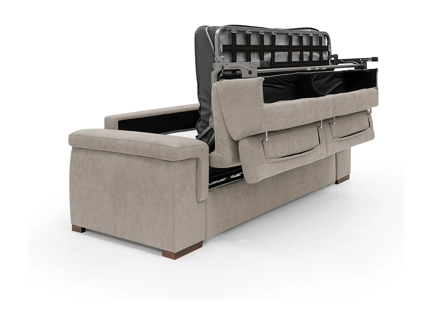 Giunone Sofá cama convertible con colchón de 18 cm y reposacabezas reclinables en tejido impermeable 200 cm (mat. 120x197 cm) Beige