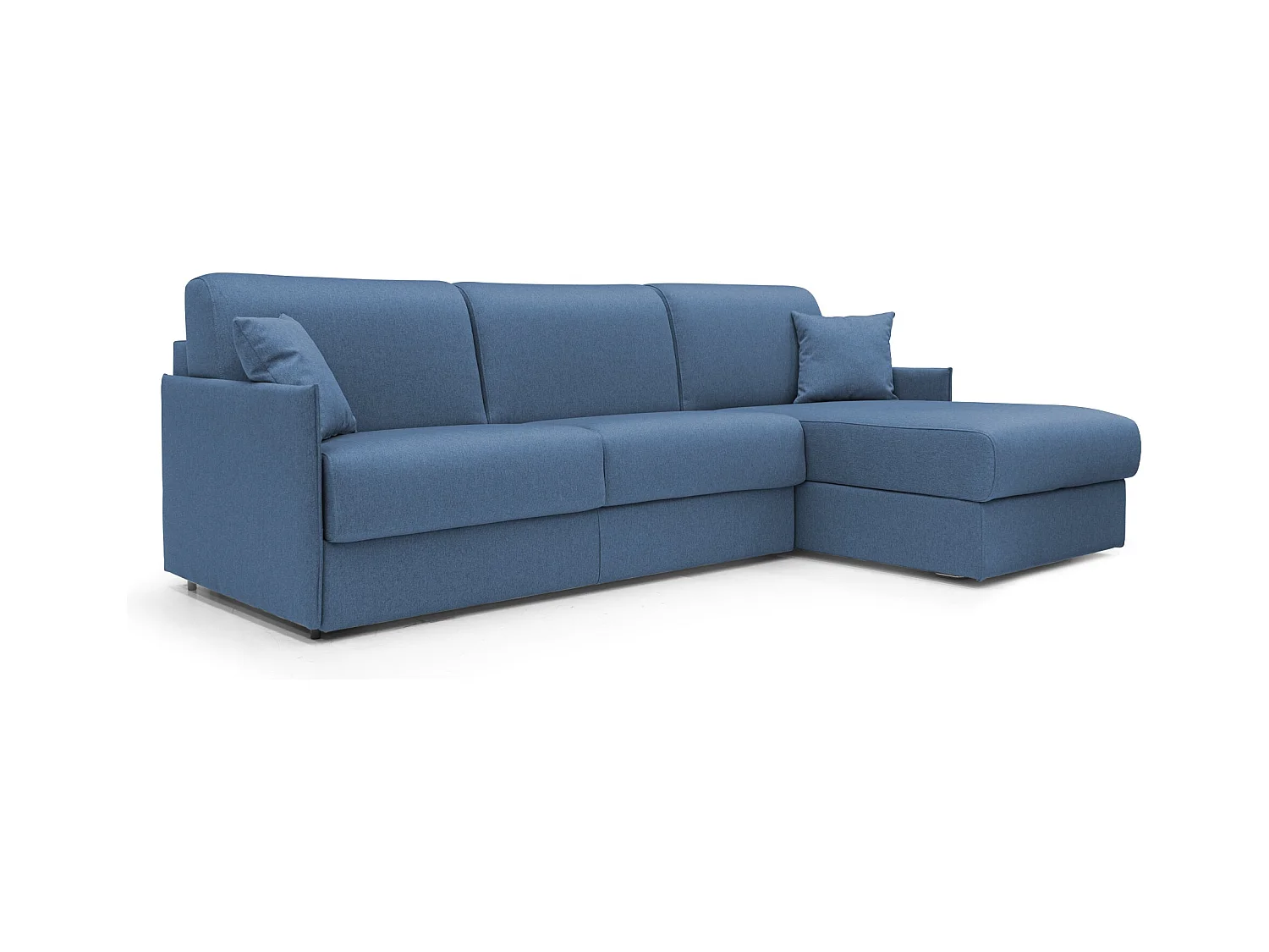 Evans Canapé d'angle convertible en tissu imperméable T13 232 cm Droit (mat. 120x197) bleu