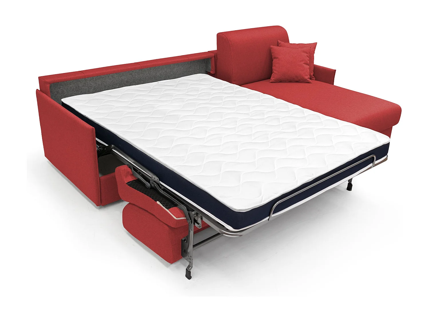 Evans Ecksofa mit Schlaffunktion aus wasserfestem Stoff T13 272 cm rechts (mat. 160x197) Rot