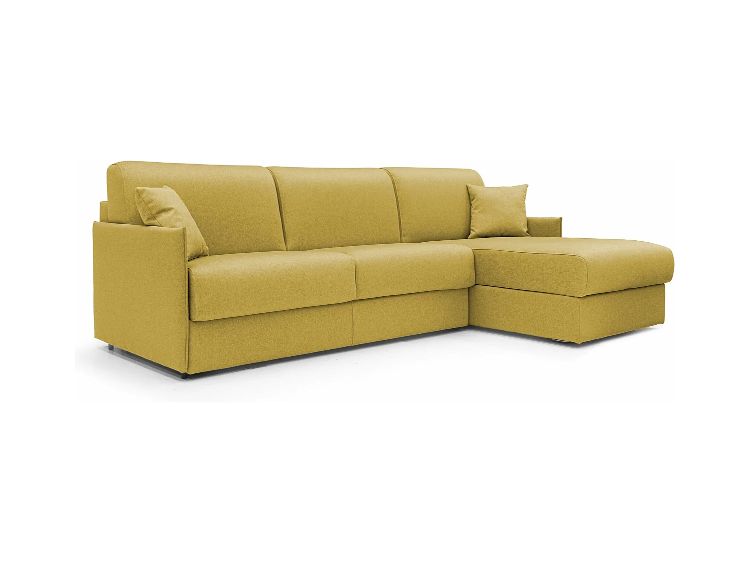 Evans Sofá esquinero convertible en tela impermeable 272 cm Izquierdo (mat. 160x197) Amarillo