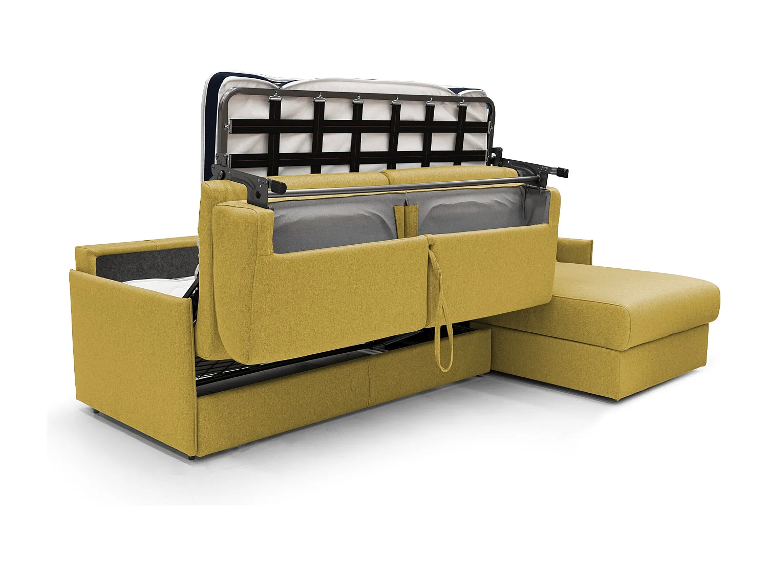 Evans Canapé d'angle convertible en tissu imperméable T13 272 cm Gauche (mat. 160x197) jaune