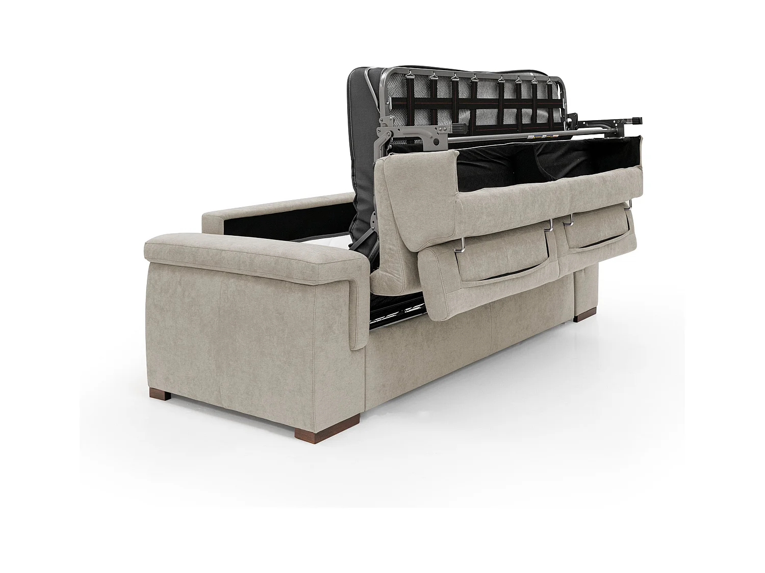 Giunone Sofá cama convertible con colchón de 18 cm y reposacabezas reclinables en tejido impermeable 240 cm (mat. 160x197 cm) Crema