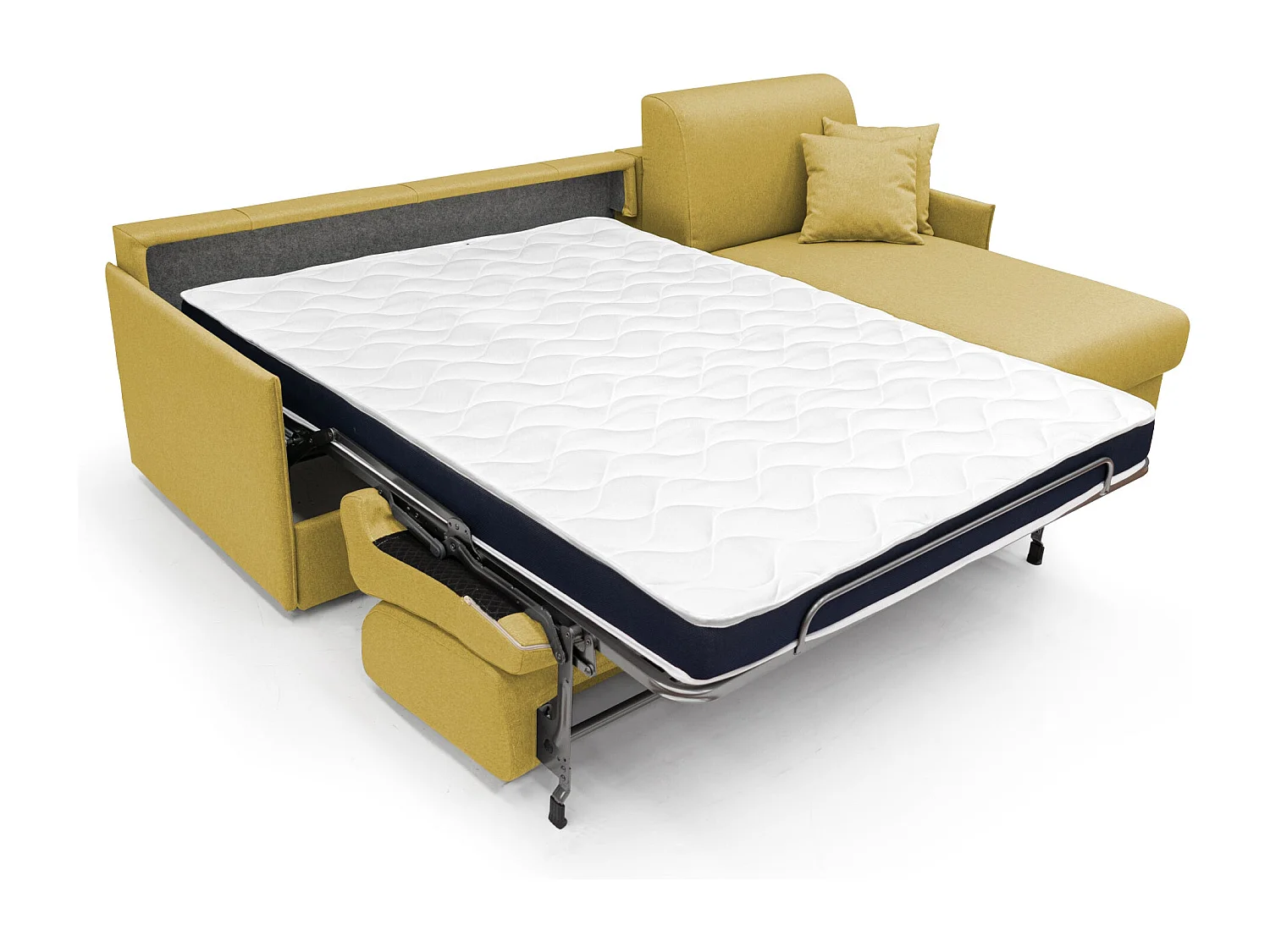 Evans Canapé d'angle convertible en tissu imperméable T13 272 cm Droit (mat. 160x197) jaune