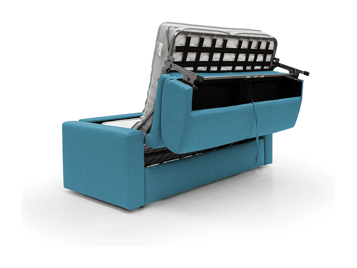 Kansas Sofá cama convertible H20 cm en tela impermeable 192 cm (mat. 140x197) Azul Claro