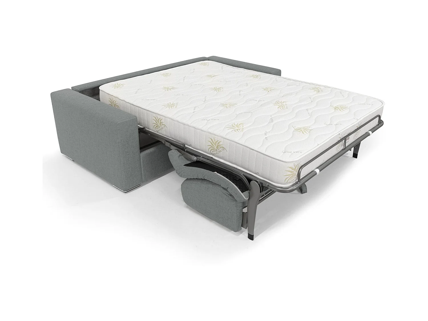 Nixon Schlafsofa mit 20 cm Matratze aus wasserfestem Stoff T03 220 cm (mat. 160x197) Grau