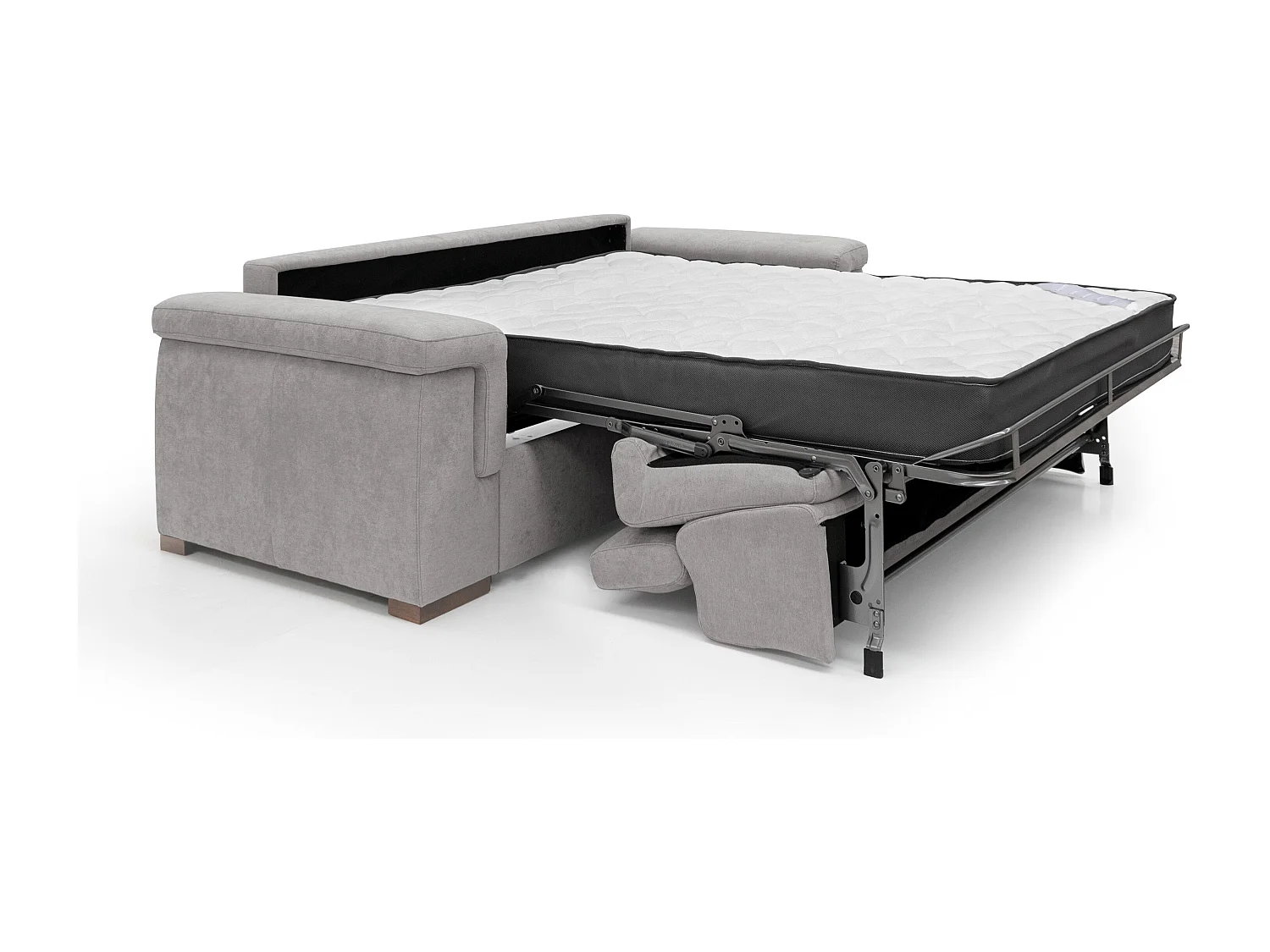 Giunone Sofá cama convertible con colchón de 18 cm y reposacabezas reclinables en tejido impermeable 220 cm (mat. 140x197 cm) Gris Claro