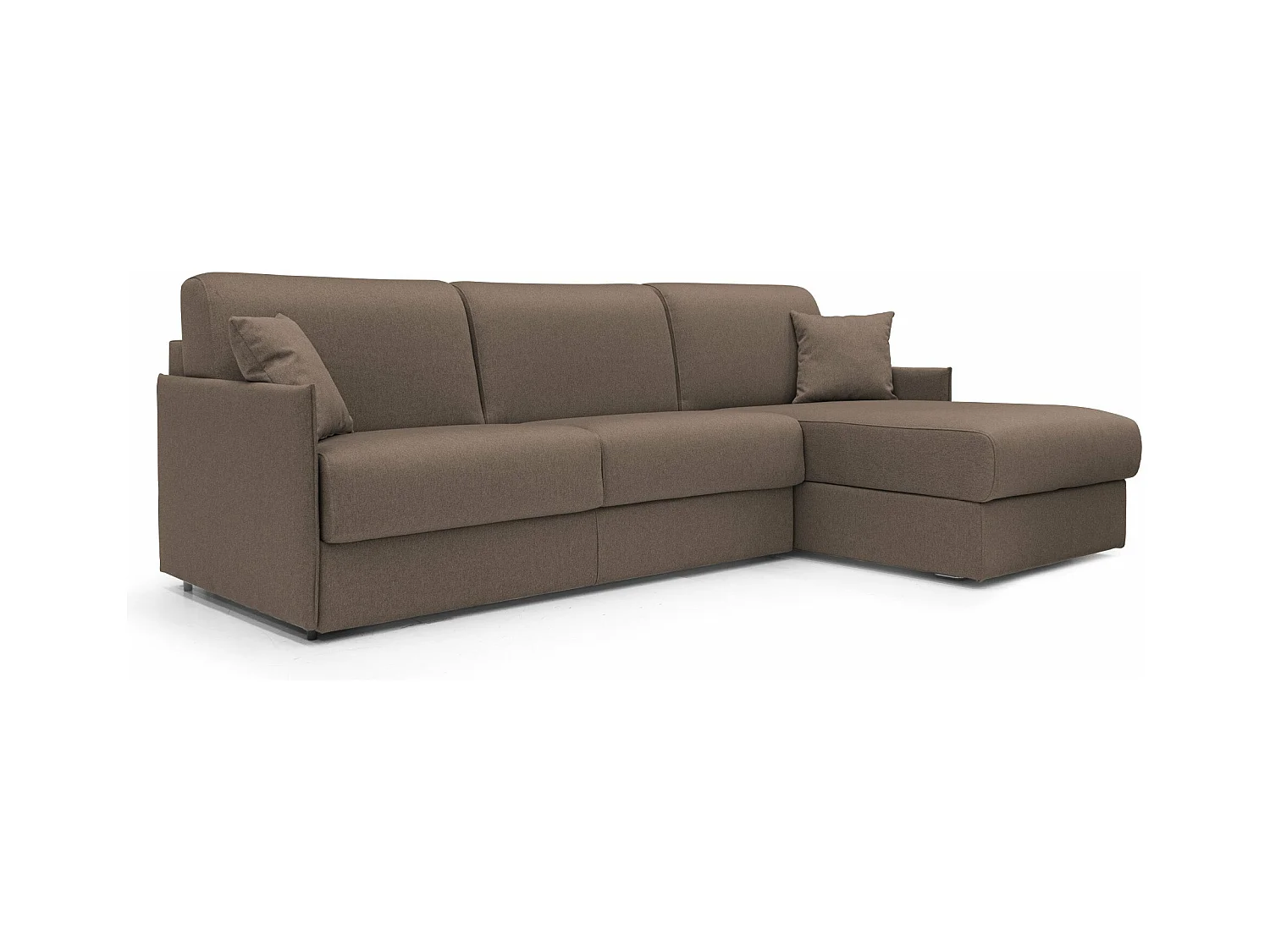Evans Divano letto angolare con penisola in morbido tessuto impermeabile T13 272 cm Sinistro (mat. 160x197)  marrone