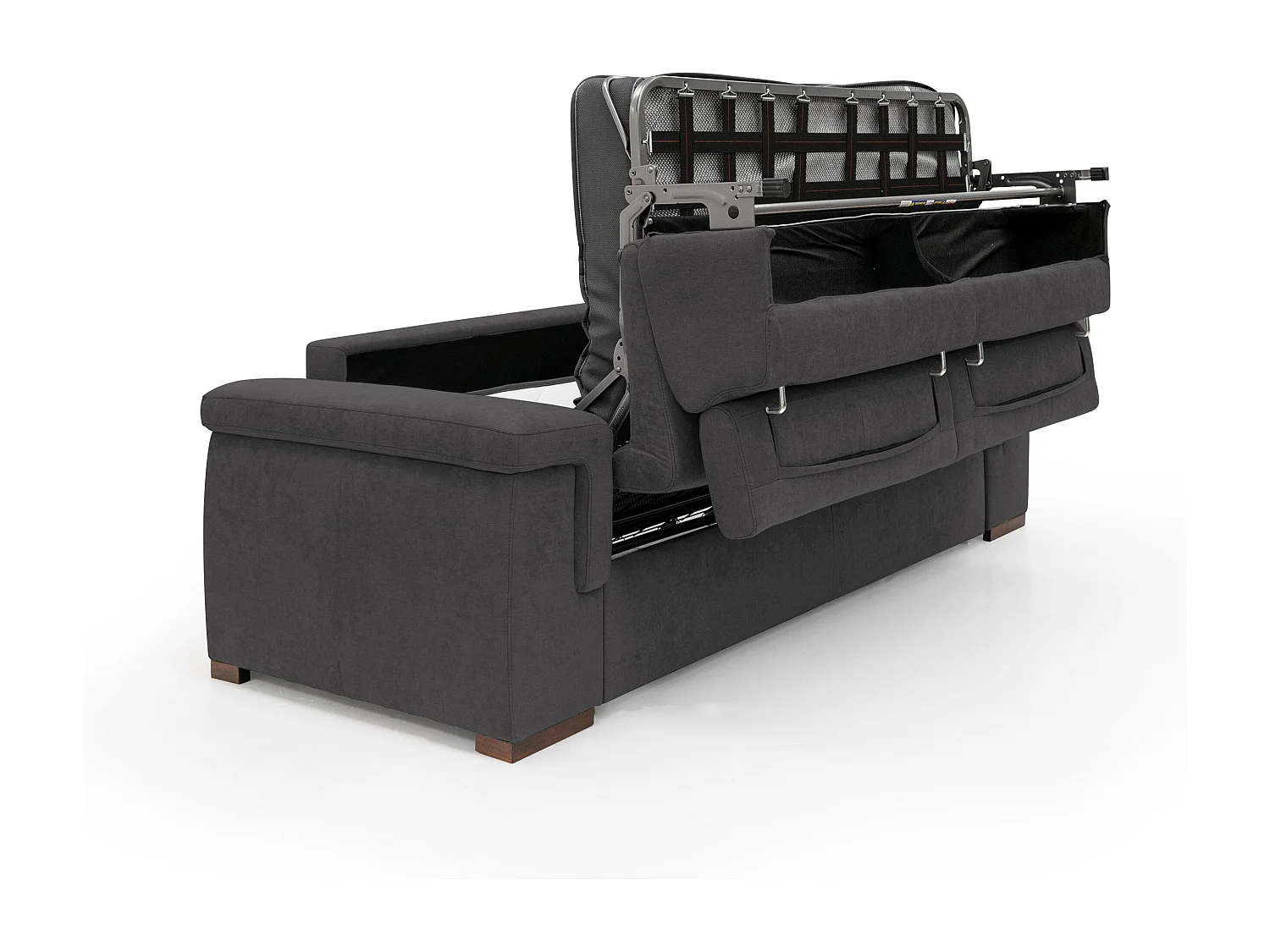 Giunone Sofá cama convertible con colchón de 18 cm y reposacabezas reclinables en tejido impermeable 240 cm (mat. 160x197 cm) Negro