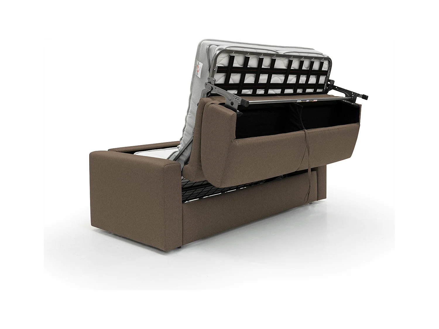 Kansas Sofá cama convertible H20 cm en tela impermeable 192 cm (mat. 140x197) Marrón