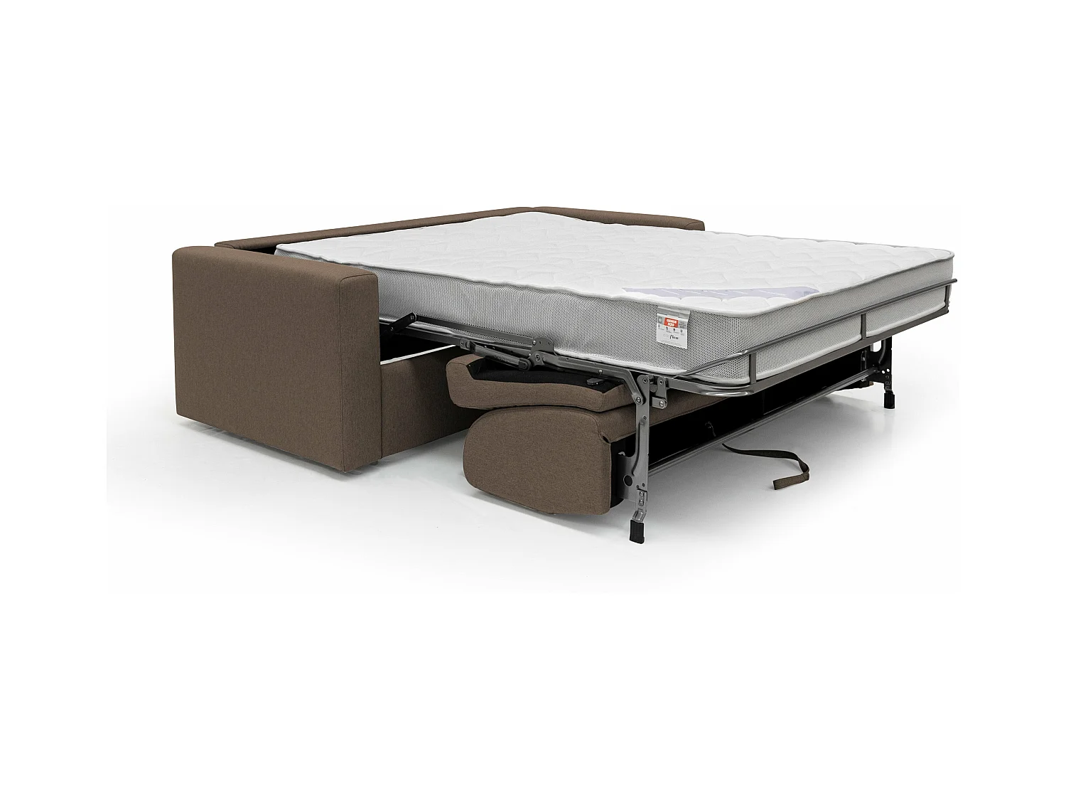 Kansas Sofá cama convertible H20 cm en tela impermeable 192 cm (mat. 140x197) Marrón