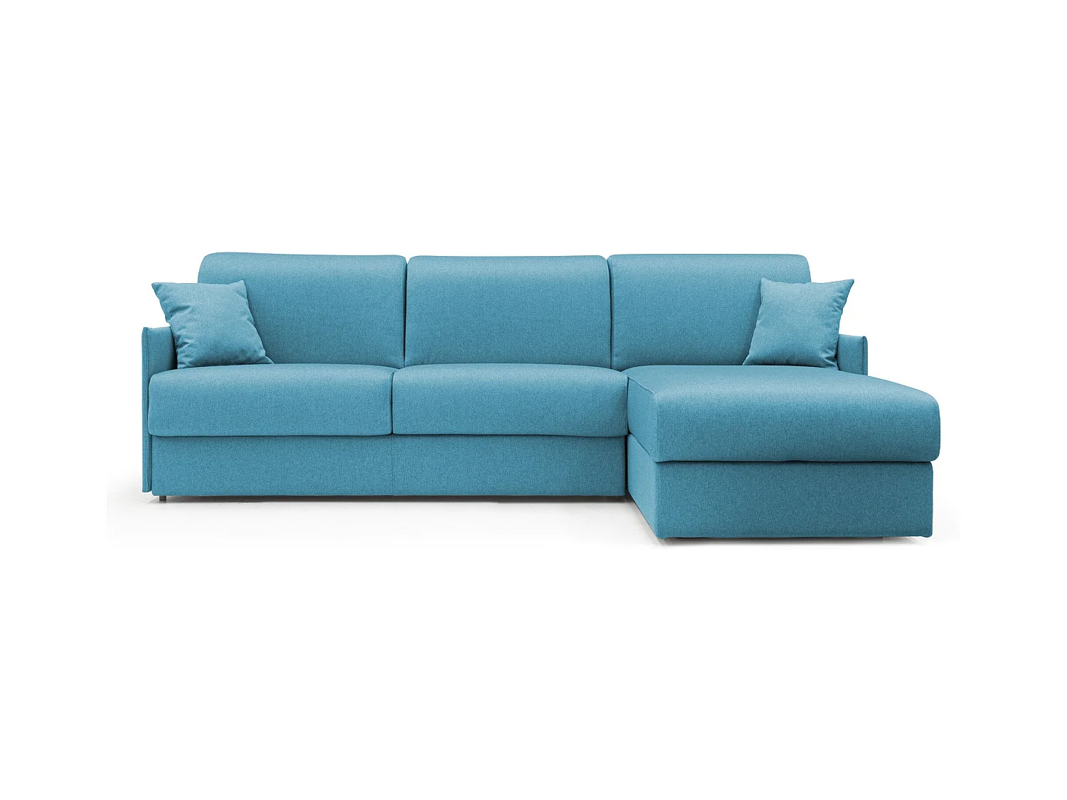 Evans Sofá esquinero convertible en tela impermeable 232 cm Derecho (mat. 120x197) Azul Claro