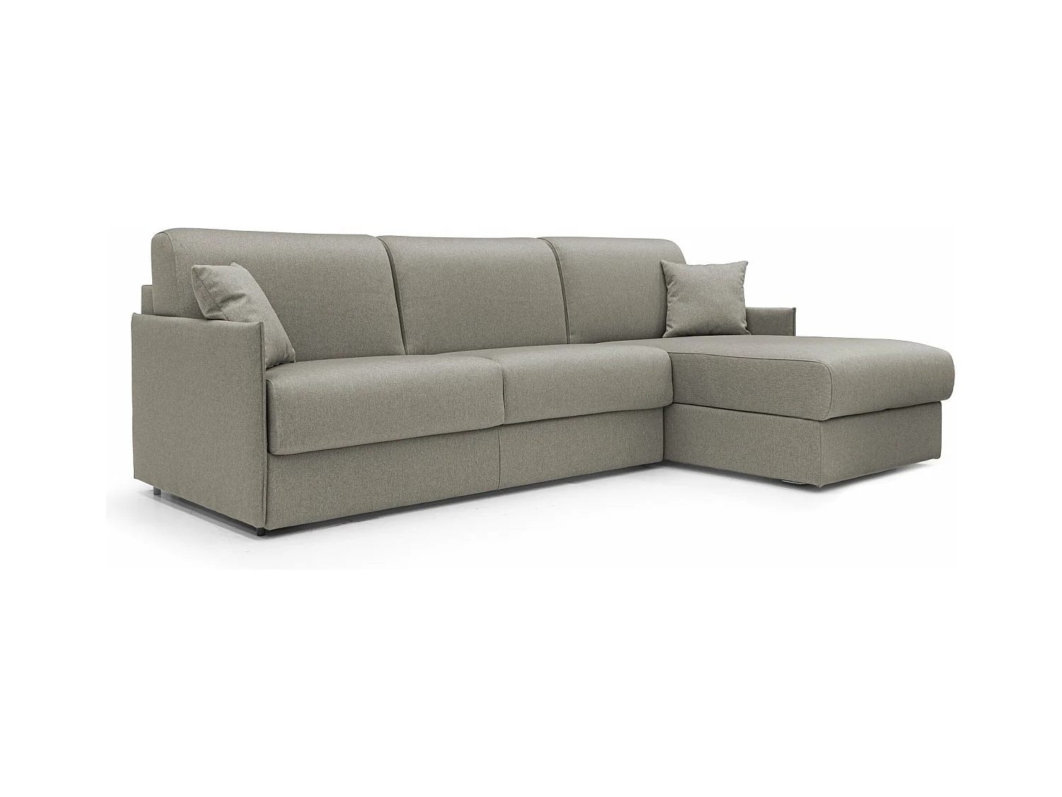 Evans Canapé d'angle convertible en tissu imperméable T13 232 cm Droit (mat. 120x197) taupe