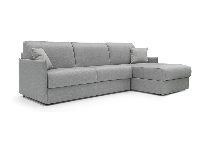 Evans Divano letto angolare con penisola in morbido tessuto impermeabile T13 252 cm Sinistro (mat. 140x197)  grigio