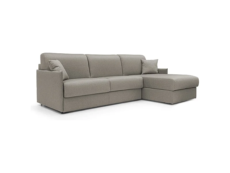 Evans Divano letto angolare con penisola in morbido tessuto impermeabile T13 232 cm Sinistro (mat. 120x197)  tortora