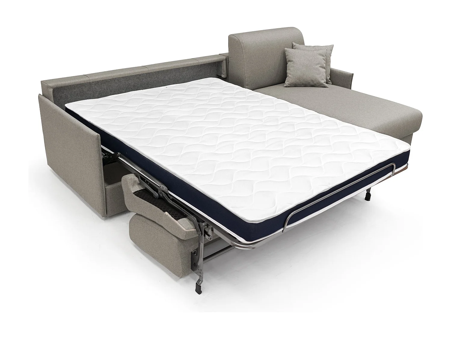 Evans Divano letto angolare con penisola in morbido tessuto impermeabile T13 232 cm Sinistro (mat. 120x197)  tortora