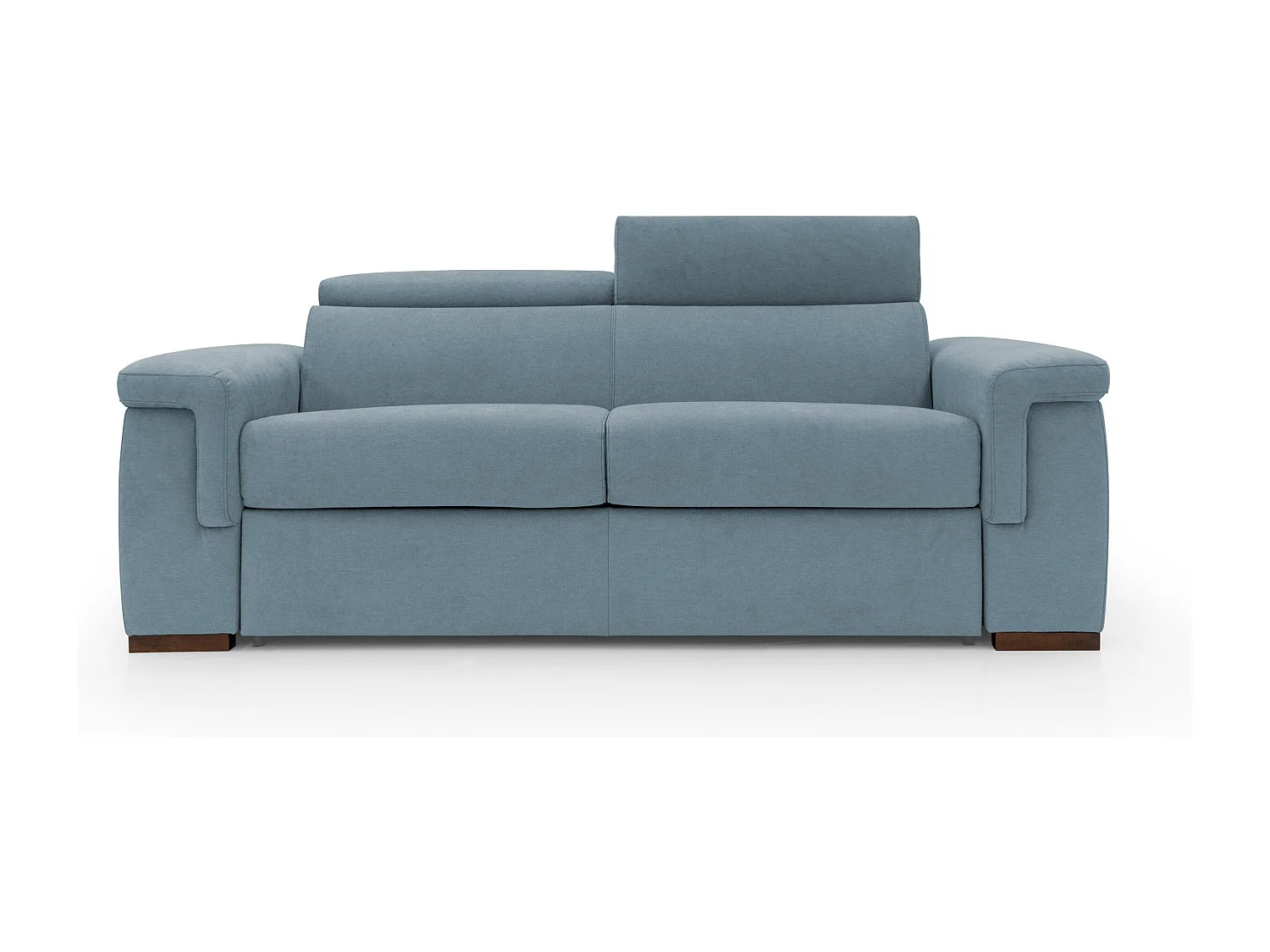 Giunone Schlafsofa mit 18 cm hoher Matratze und verstellbaren Kopfstützen aus wasserfestem Stoff T02 220 cm (mat. 140x297) baby blau