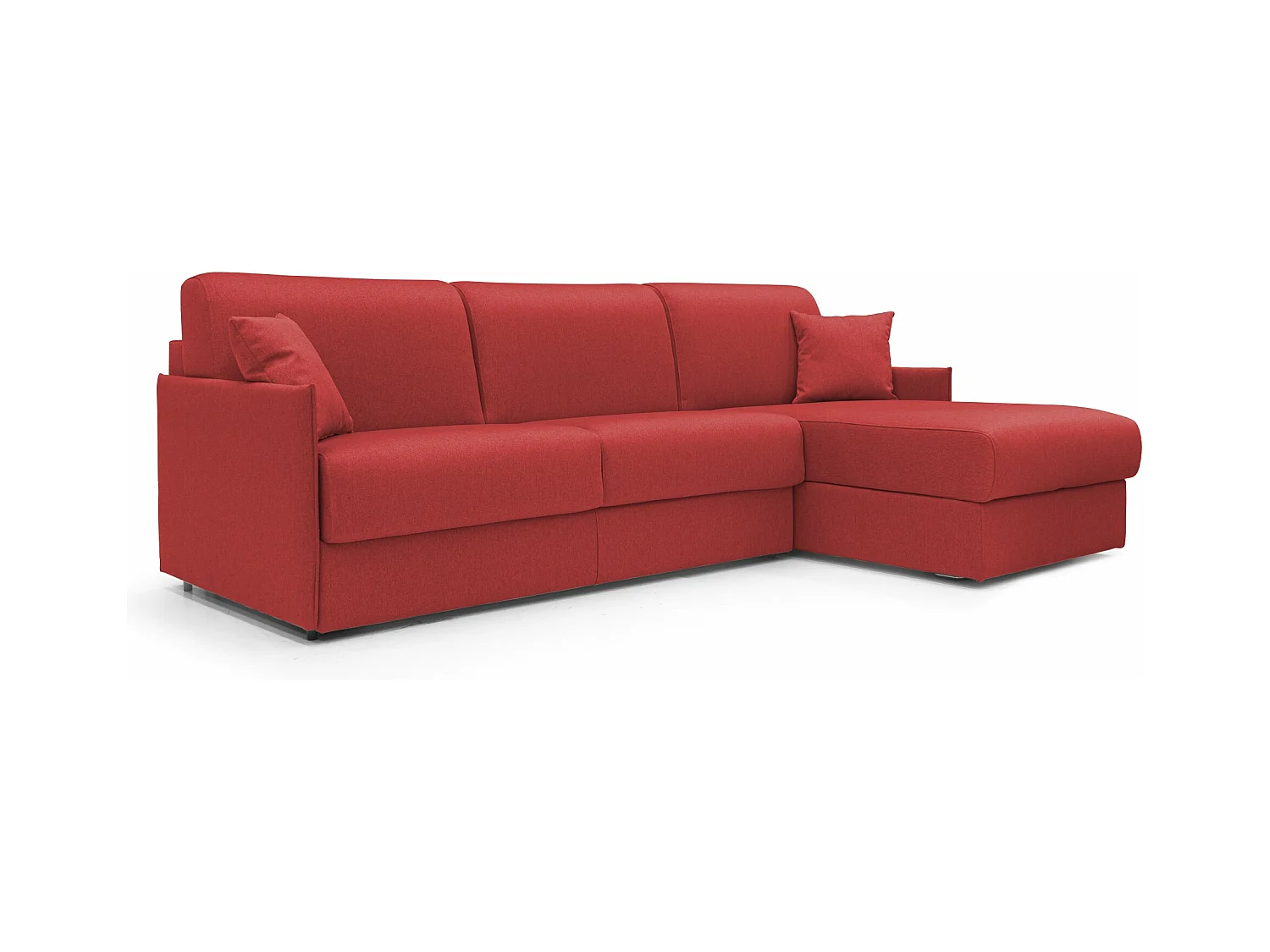 Evans Canapé d'angle convertible en tissu imperméable T13 232 cm Droit (mat. 120x197) rouge