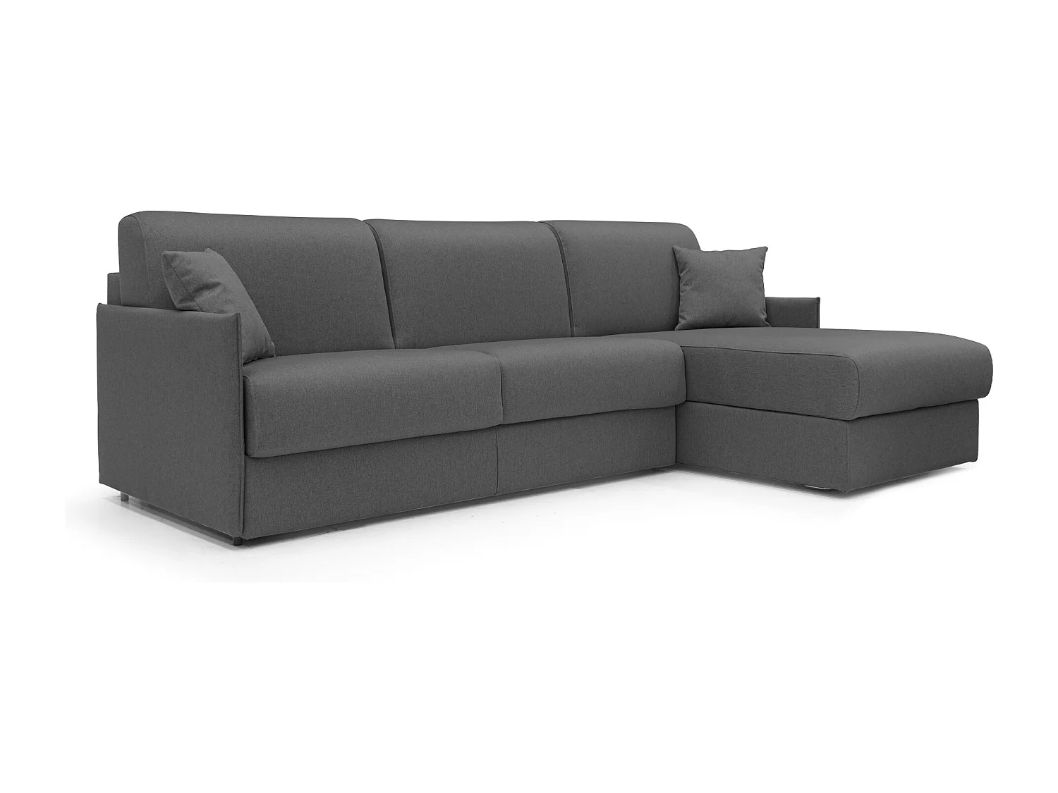 Evans Ecksofa mit Schlaffunktion aus wasserfestem Stoff T13 232 cm rechts (mat. 120x197) anthrazit