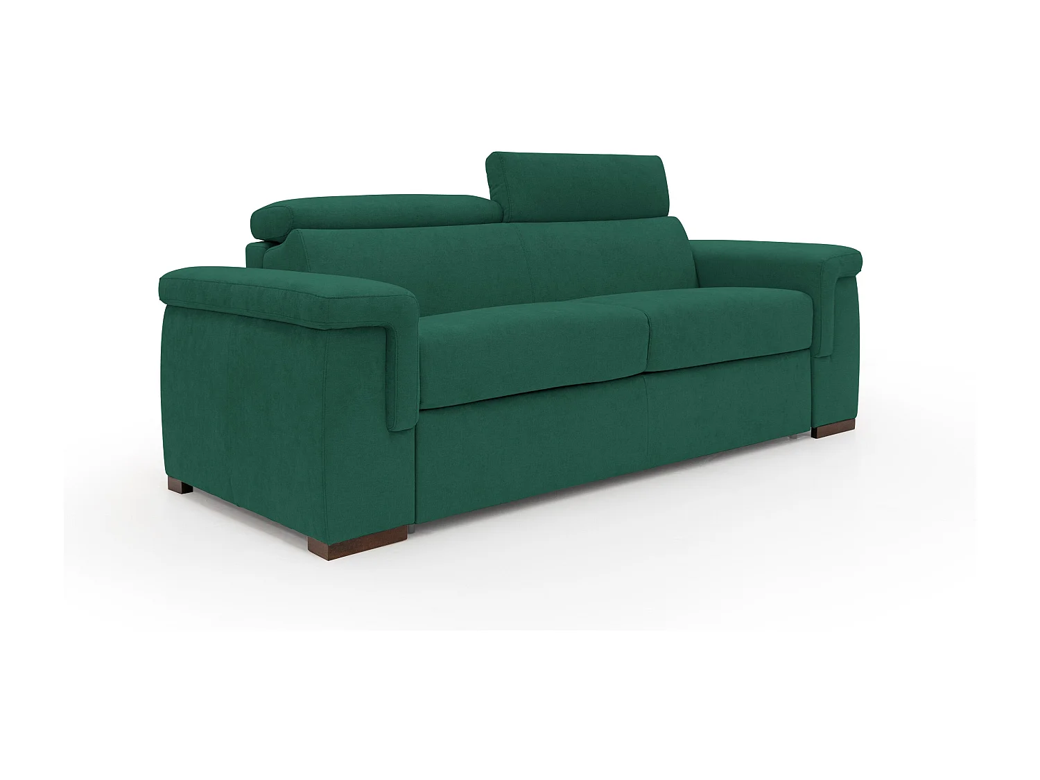 Giunone Sofá cama convertible con colchón de 18 cm y reposacabezas reclinables en tejido impermeable 240 cm (mat. 160x197 cm) Verde