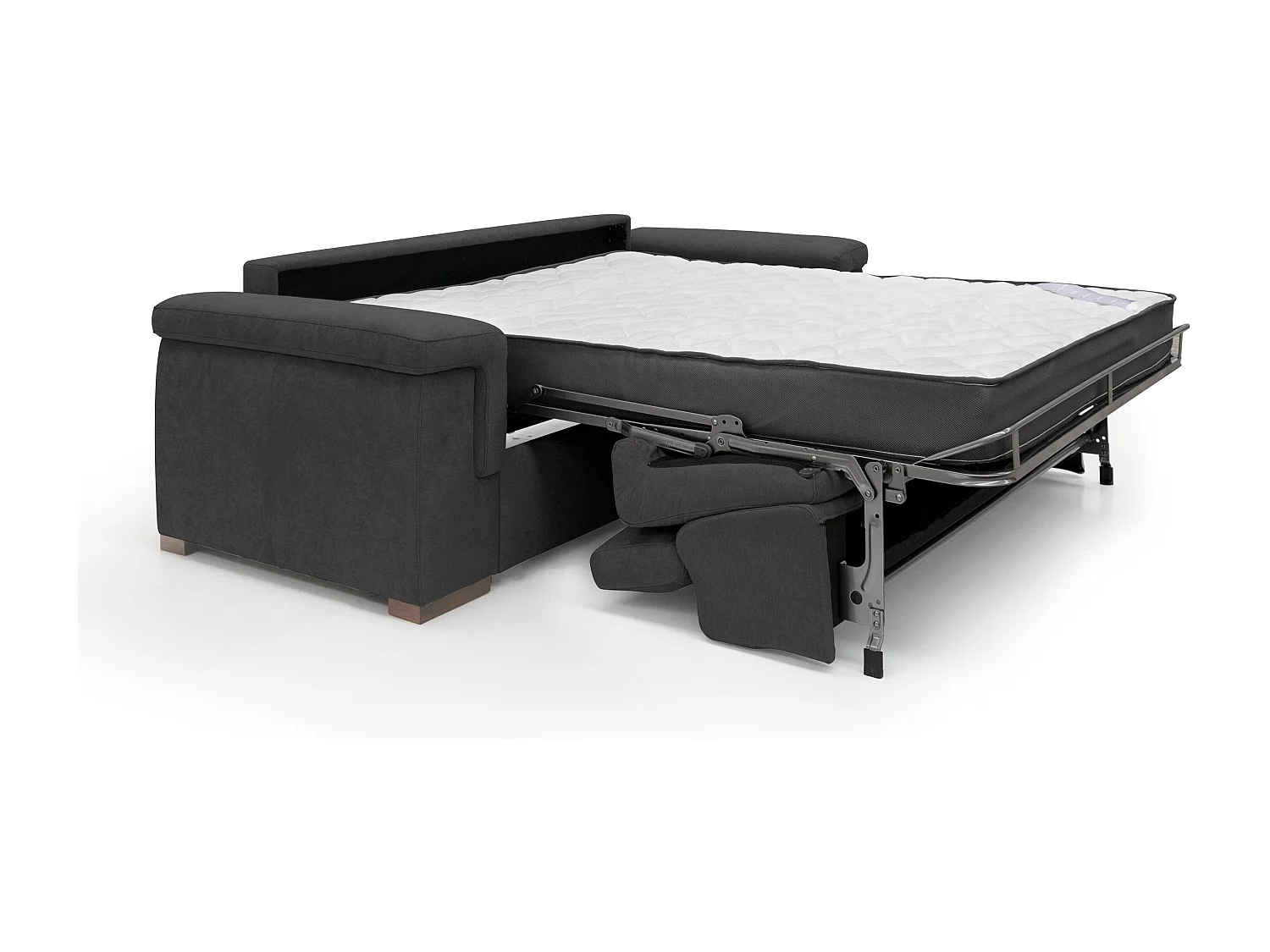 Giunone Sofá cama convertible con colchón de 18 cm y reposacabezas reclinables en tejido impermeable 220 cm (mat. 140x197 cm) Negro