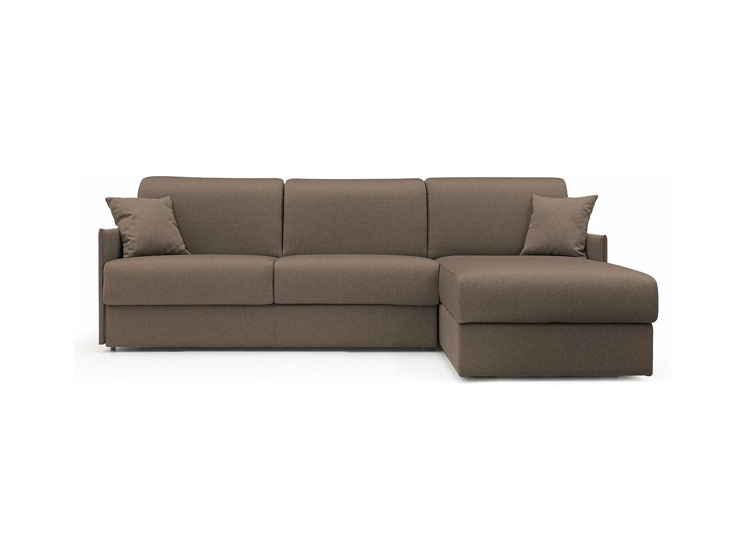 Evans Canapé d'angle convertible en tissu imperméable T13 252 cm Droit (mat. 140x197) brun