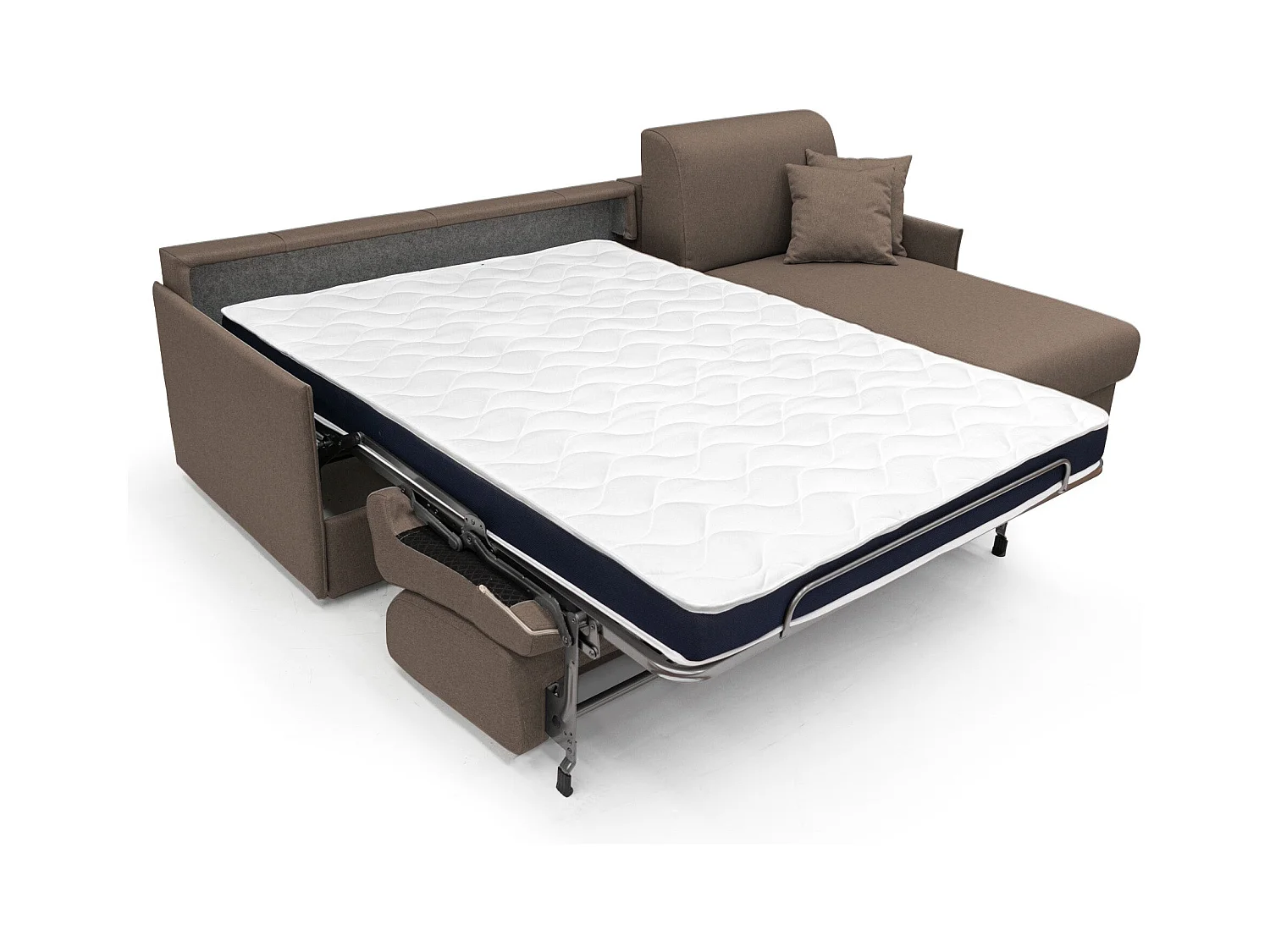 Evans Canapé d'angle convertible en tissu imperméable T13 252 cm Droit (mat. 140x197) brun