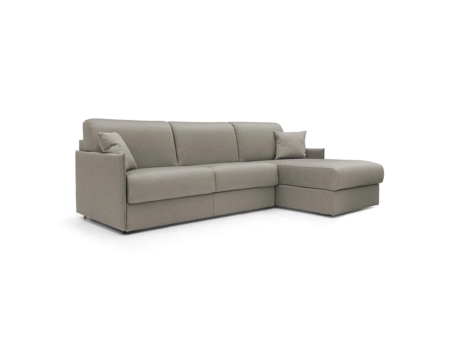 Evans Ecksofa mit Schlaffunktion aus wasserfestem Stoff T13 272 cm rechts (mat. 160x197) Taupe