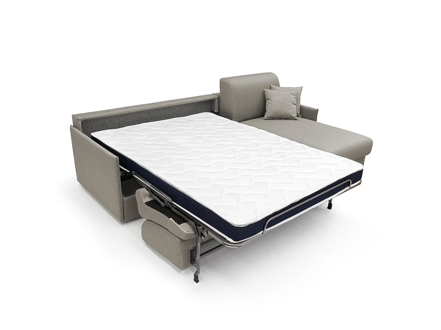 Evans Ecksofa mit Schlaffunktion aus wasserfestem Stoff T13 272 cm rechts (mat. 160x197) Taupe