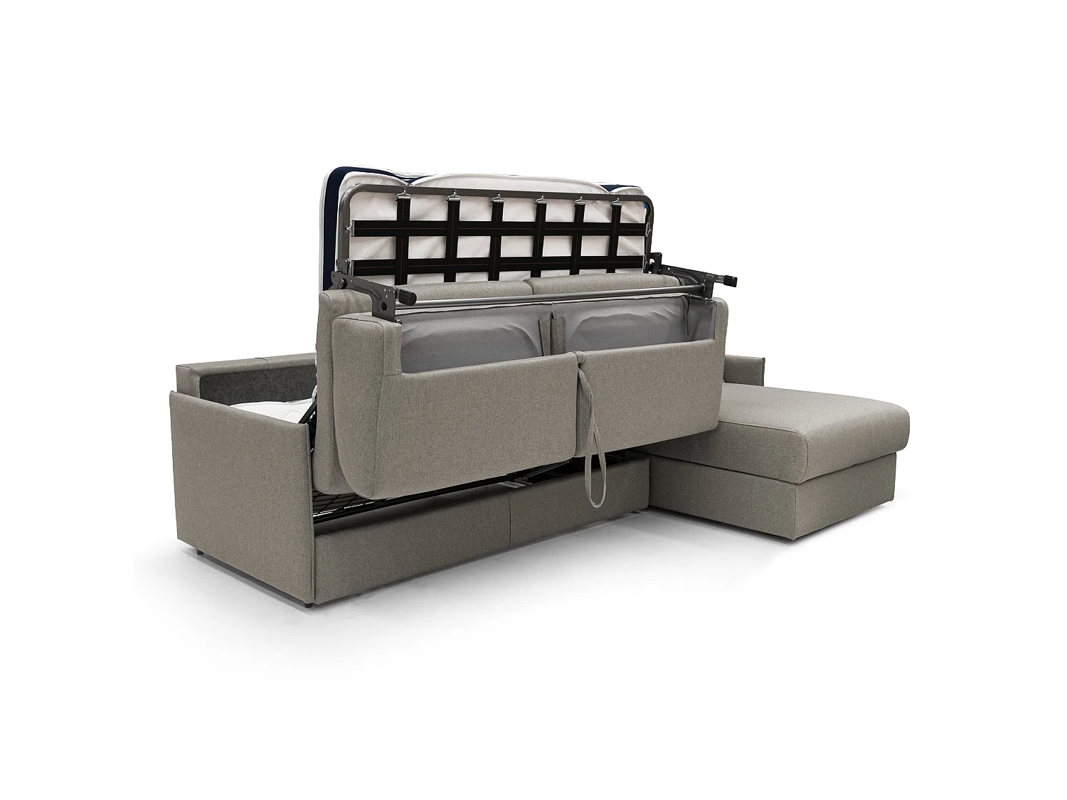 Evans Ecksofa mit Schlaffunktion aus wasserfestem Stoff T13 272 cm rechts (mat. 160x197) Taupe
