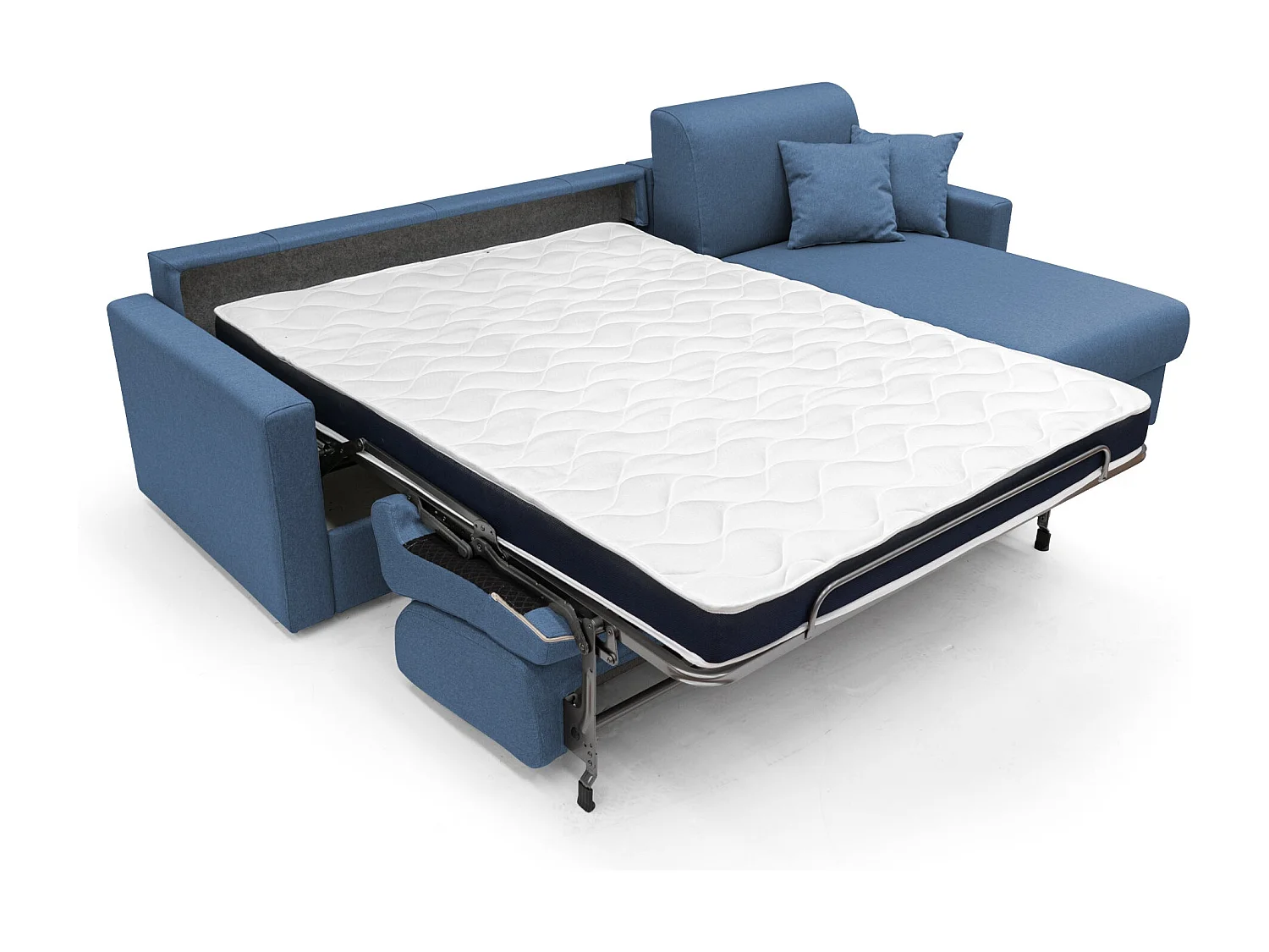 Chris Divano letto angolare 5 posti in tessuto impermeabile T13 268 cm Sinistro (mat. 140x197) blu