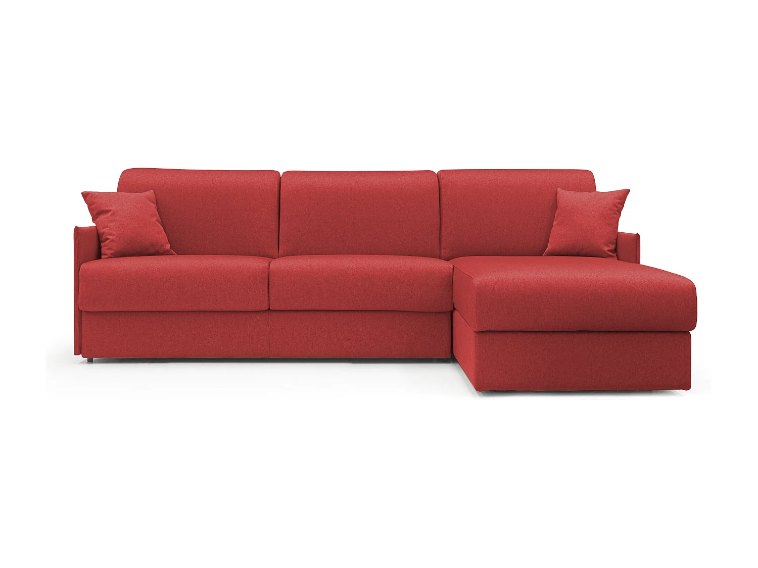 Evans Divano letto angolare con penisola in morbido tessuto impermeabile T13 252 cm Destro (mat. 140x197)  rosso