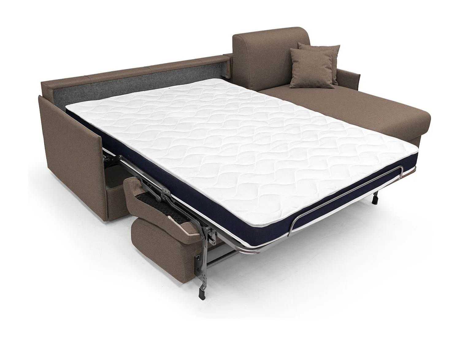 Evans Sofá esquinero convertible en tela impermeable 232 cm Derecho (mat. 120x197) Marrón