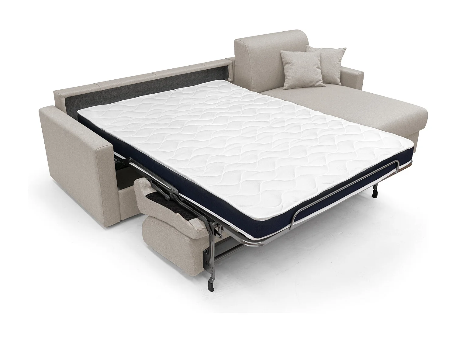 Chris Sofá esquinero de 5 plazas en tejido impermeable 248 cm Derecho (mat. 120x197) Crema