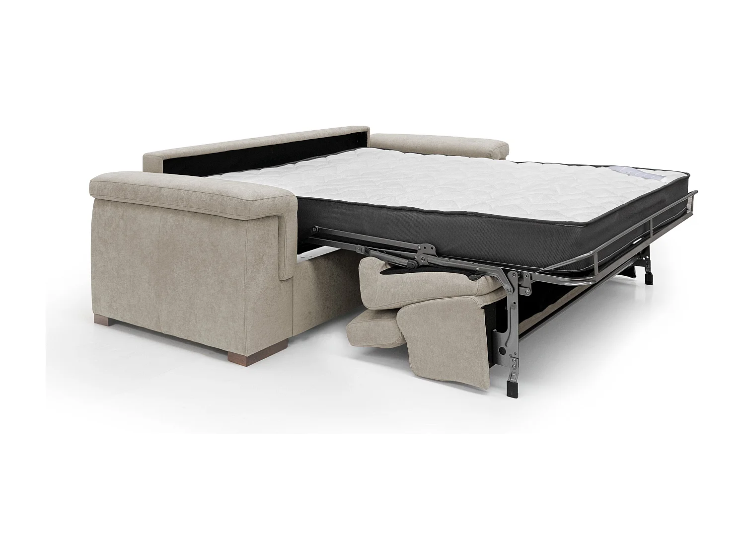 Giunone Sofá cama convertible con colchón de 18 cm y reposacabezas reclinables en tejido impermeable 200 cm (mat. 120x197 cm) Crema