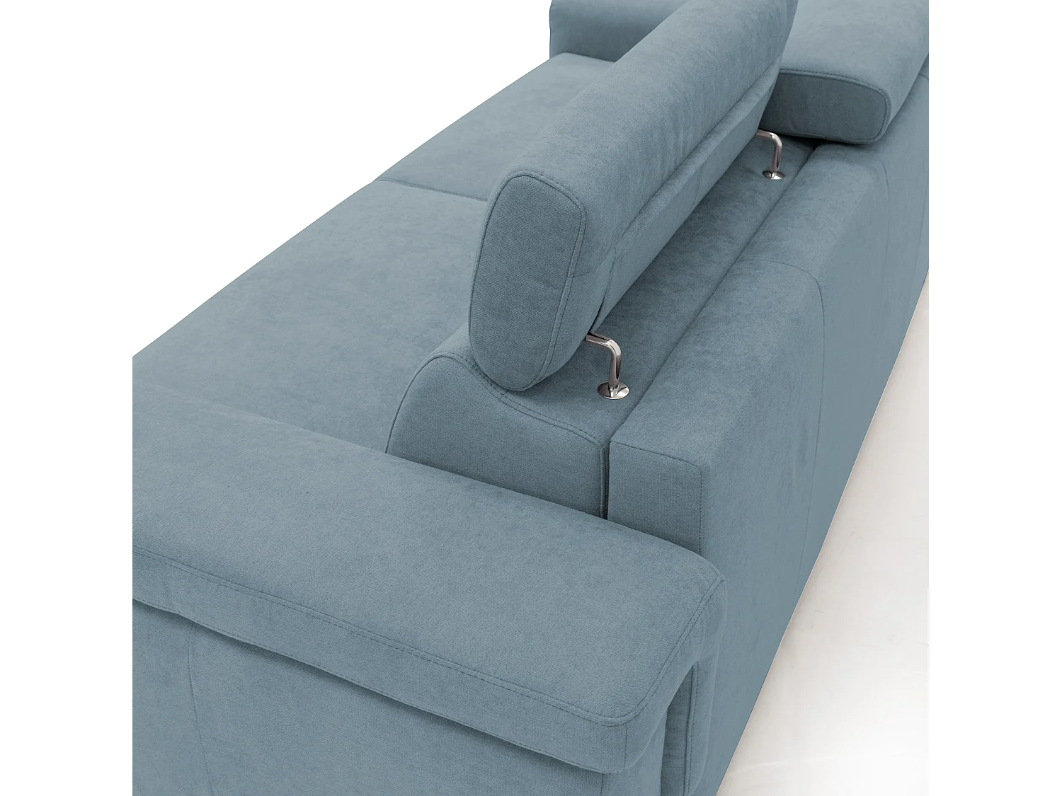Giunone Sofá cama convertible con colchón de 18 cm y reposacabezas reclinables en tejido impermeable 240 cm (mat. 160x197 cm) Azul Claro