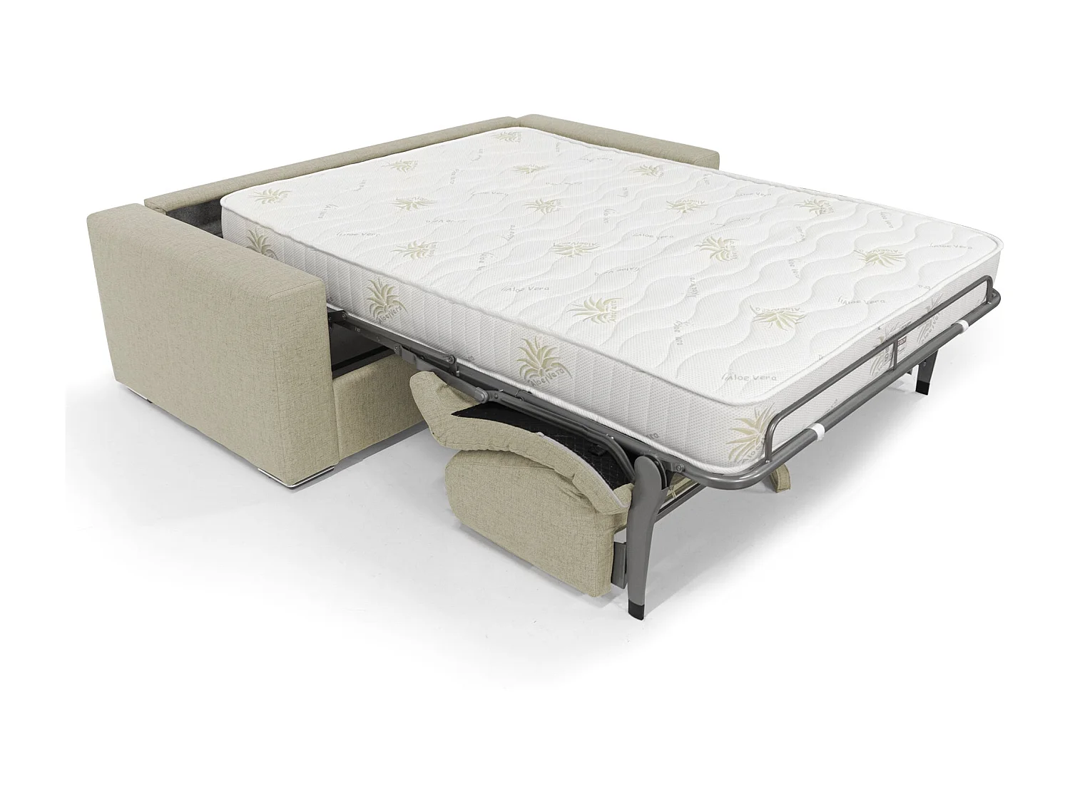 Nixon Sofá convertible con colchón H2O en tela impermeable 200 cm (mat. 140x197) Beige