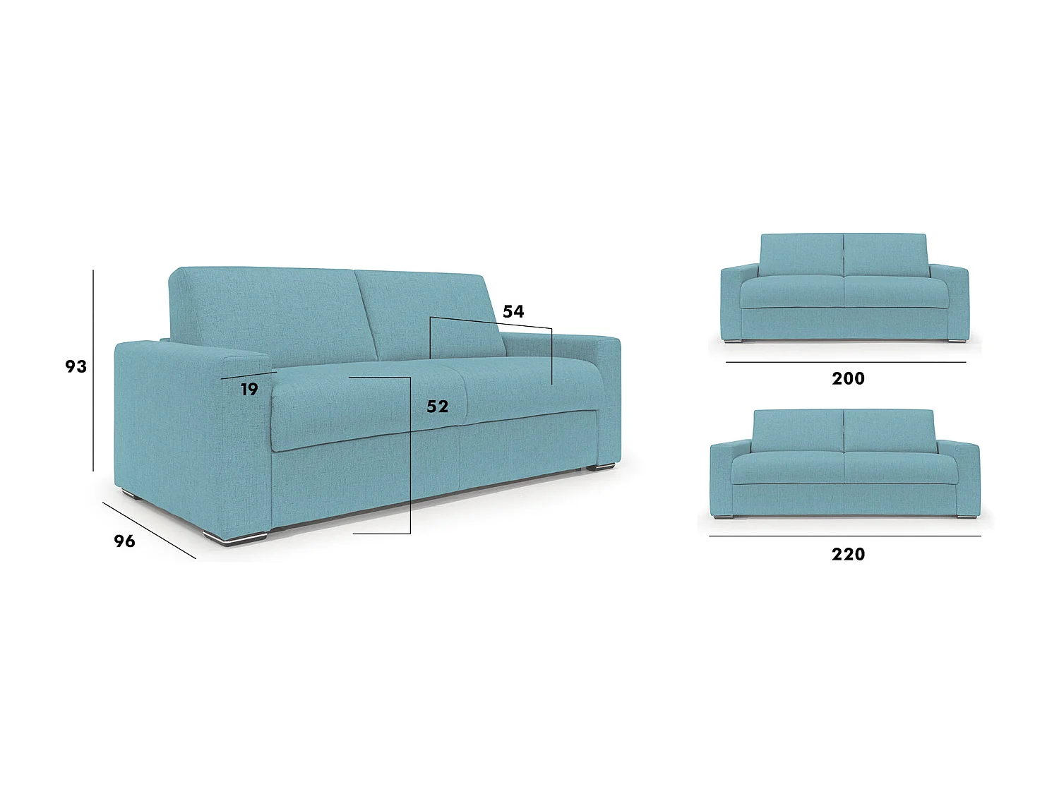 Nixon Schlafsofa mit 20 cm Matratze aus wasserfestem Stoff T03 200 cm (mat. 140x197) Beige