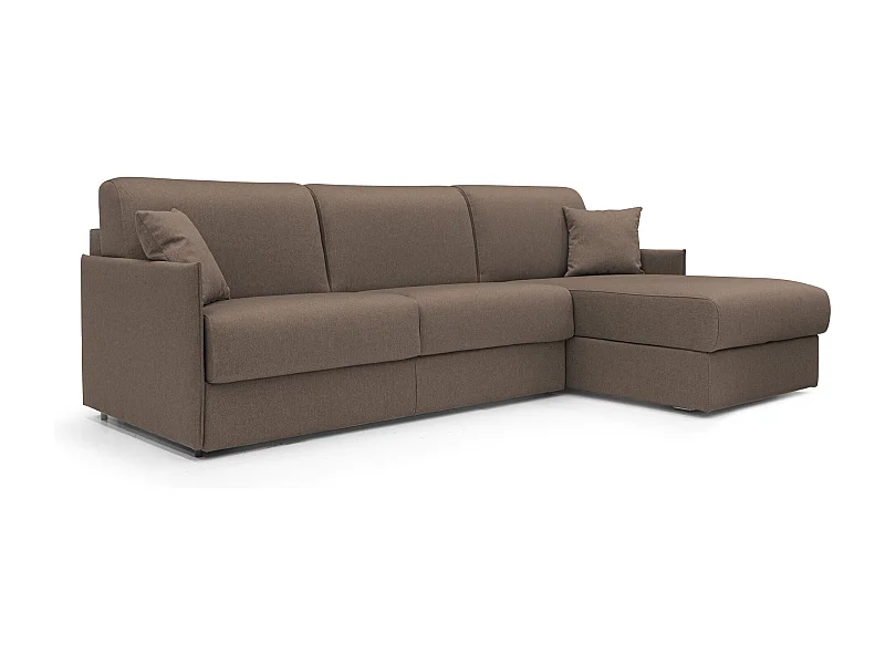 Evans Ecksofa mit Schlaffunktion aus wasserfestem Stoff T13 272 cm rechts (mat. 160x197) Braun