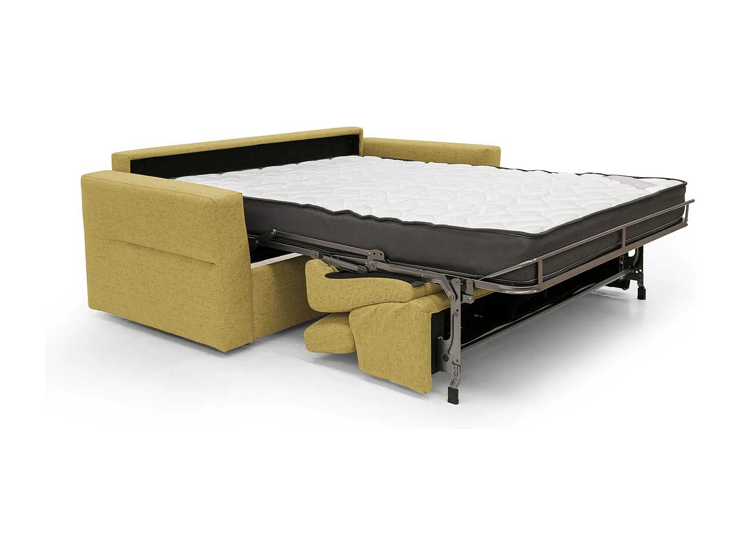 Avalon Sofá cama con colchón de 18 cm de altura en tejido impermeable 220 cm (160x197 cm) Amarillo