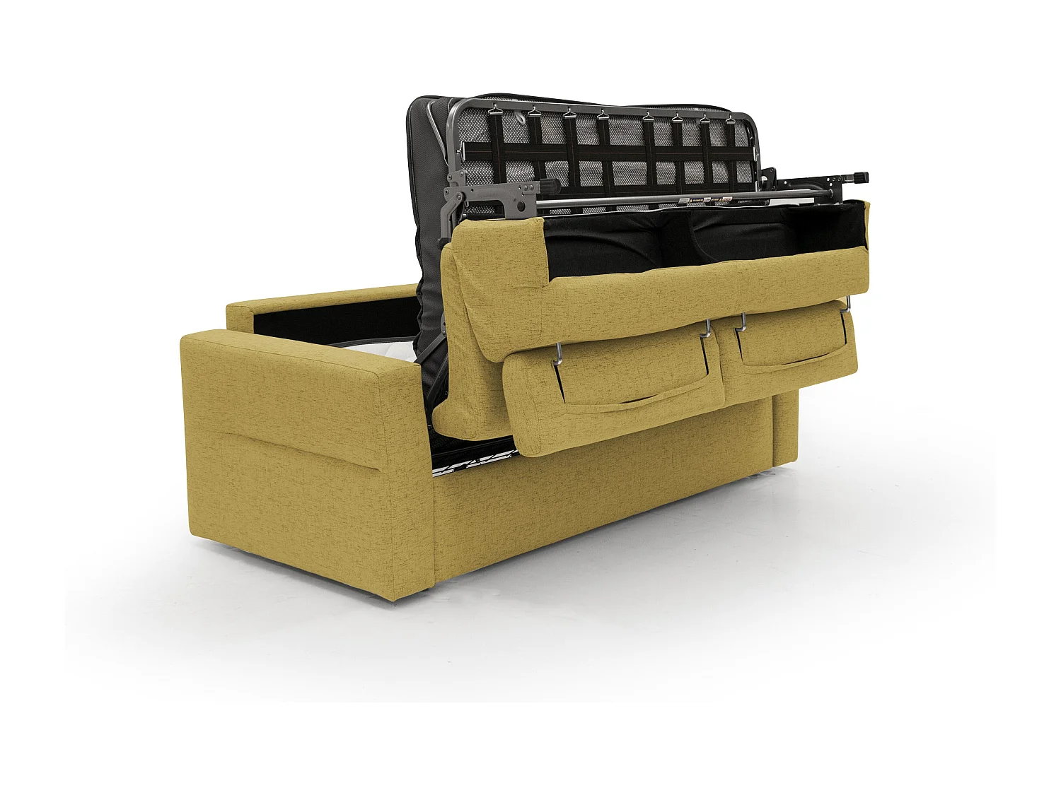 Avalon Sofá cama con colchón de 18 cm de altura en tejido impermeable 220 cm (160x197 cm) Amarillo