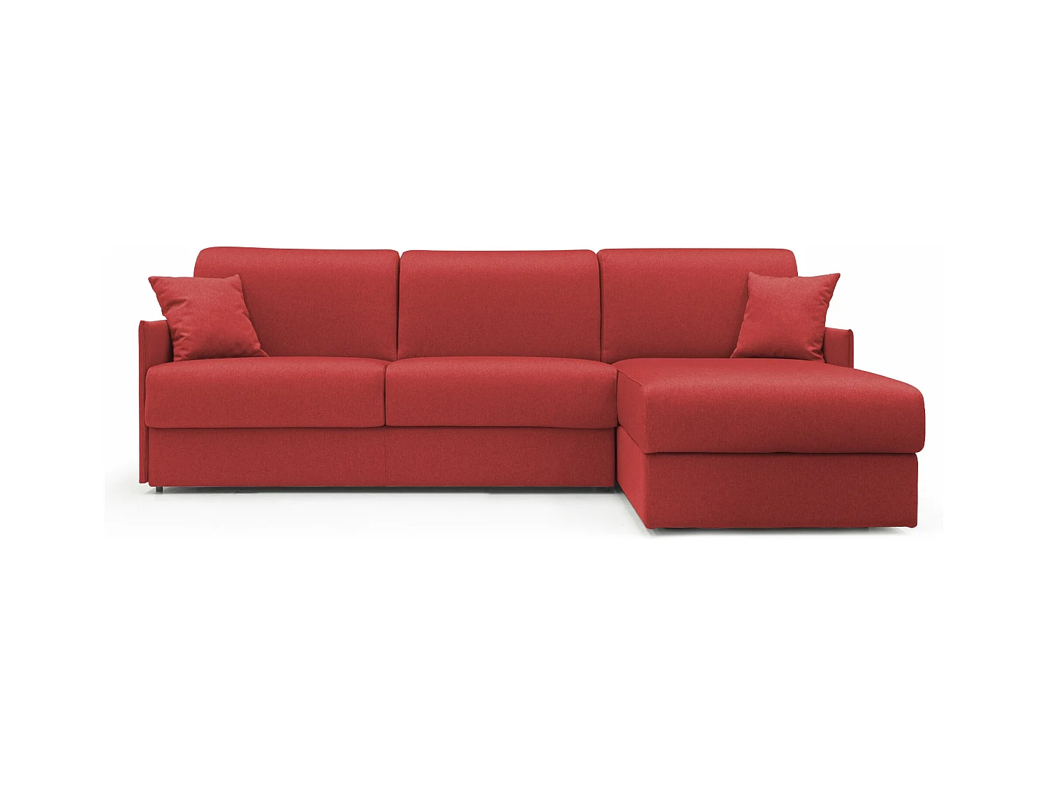Evans Divano letto angolare con penisola in morbido tessuto impermeabile T13 252 cm Sinistro (mat. 140x197)  rosso
