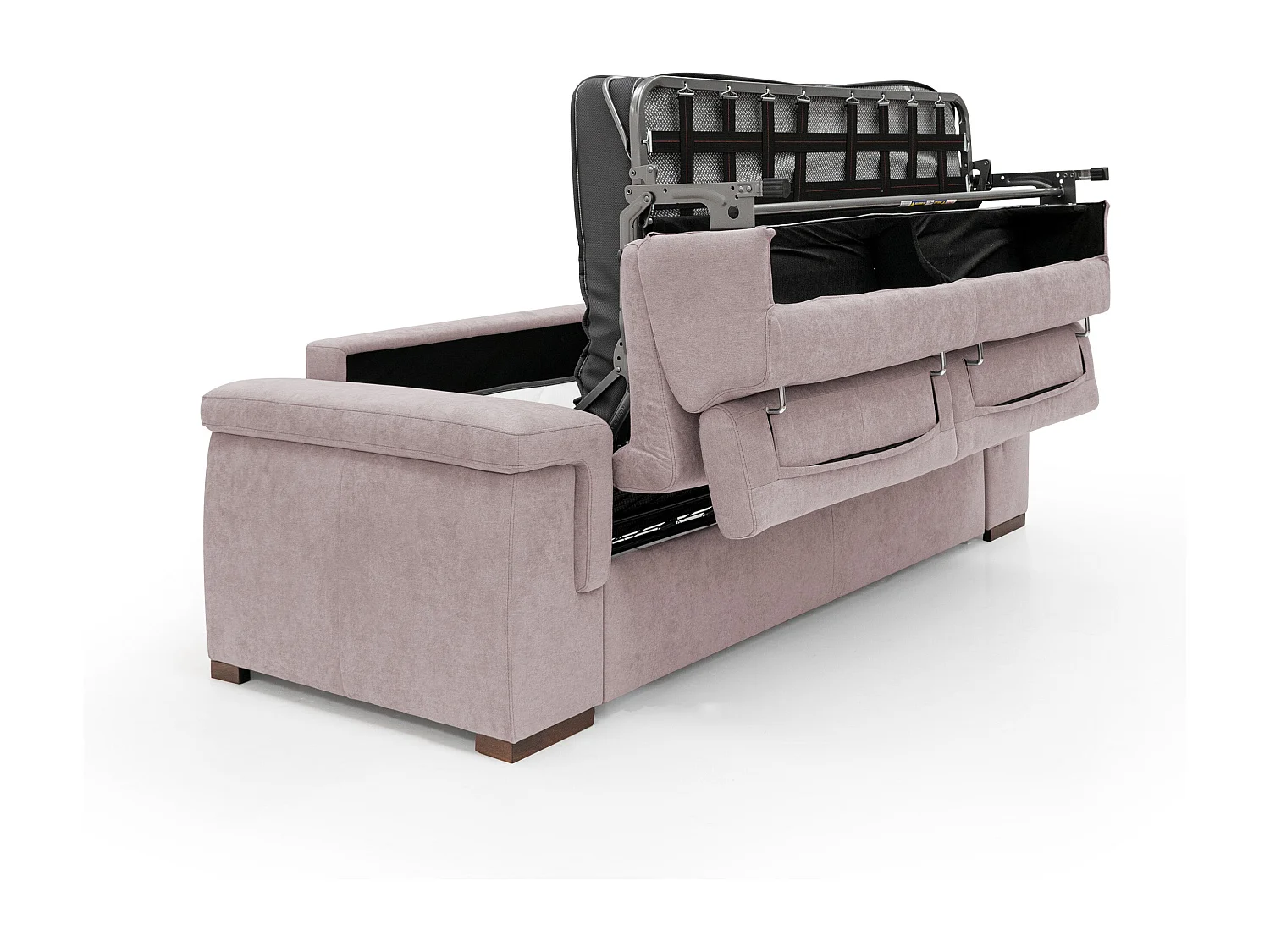 Giunone Schlafsofa mit 18 cm hoher Matratze und verstellbaren Kopfstützen aus wasserfestem Stoff T02 240 cm (mat. 160x297) rosa