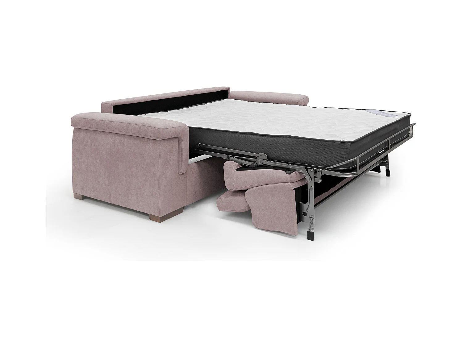 Giunone Sofá cama convertible con colchón de 18 cm y reposacabezas reclinables en tejido impermeable 240 cm (mat. 160x197 cm) Rosa